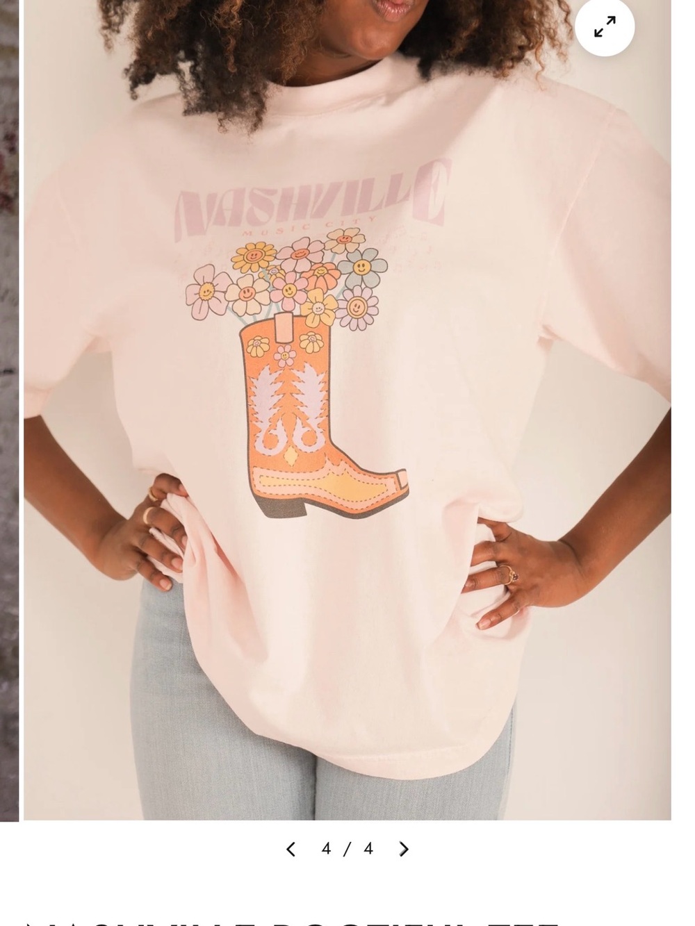 Soft Pink Nashville Graphic Short Sleeve Tee - Casual Women's Top
